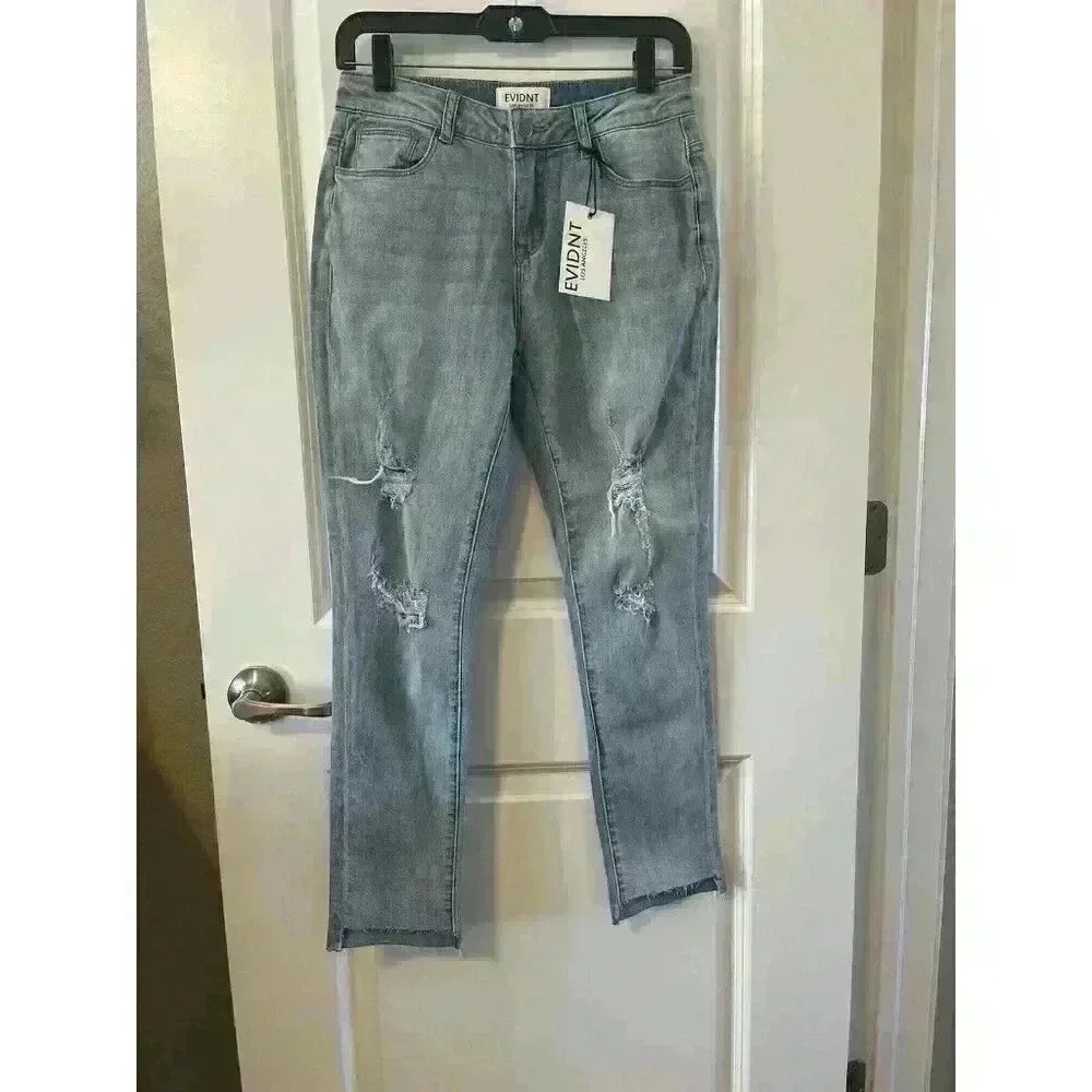NWT Women's EVIDNT Verona Skinny Ankle Distressed Jeans Size 26 By Anthropologie